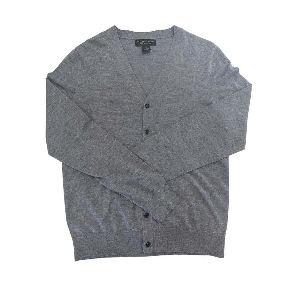 Bloomingdales Men's 100% Merino Wool Knit Gray Cardigan Size M Button Up grandpa